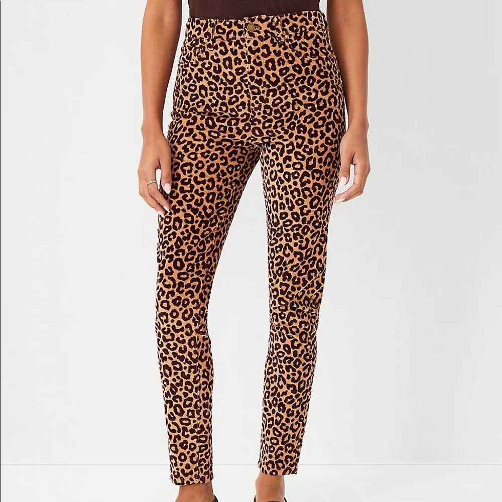 Animal Print High Rise Skinny Corduroy Pant